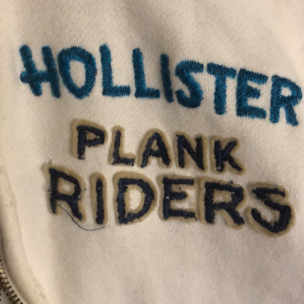 Hollister hoodie sweatshirt white with surf images